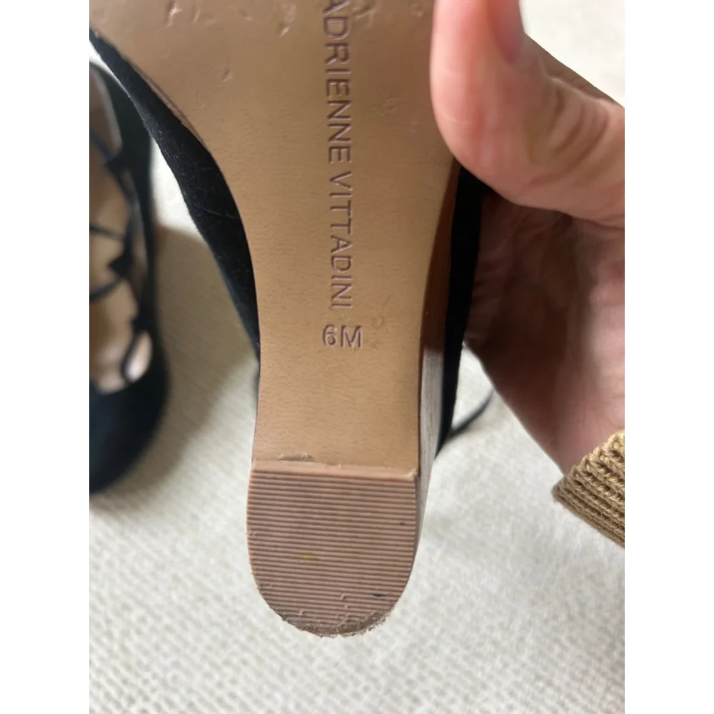 Women's Adrienne Vittadini Black Suede Wedge Heels Size 6M
